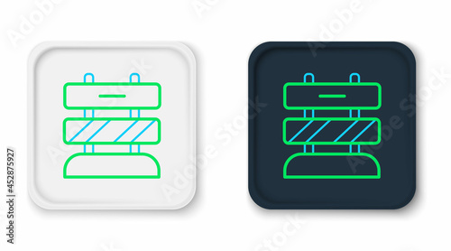 Line End of railway tracks icon isolated on white background. Stop sign. Railroad buffer end to destination. Colorful outline concept. Vector