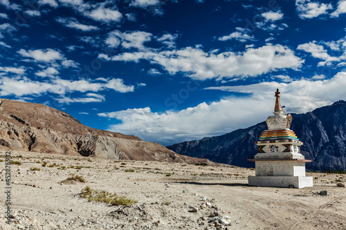 Chorten in Himalayas. Nubra valley, Ladakh, India