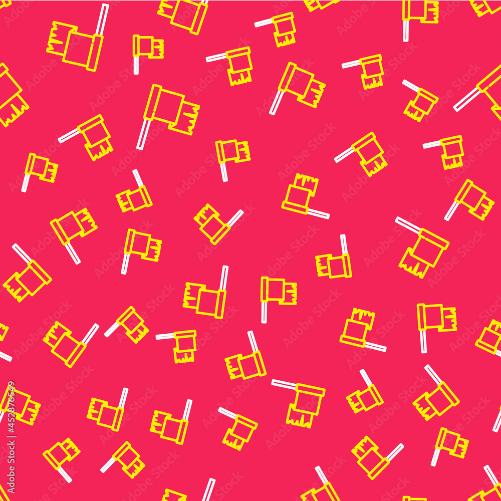 Line Pirate flag icon isolated seamless pattern on red background. Vector Line Pirate flag icon isolated seamless pattern on red background. Vector