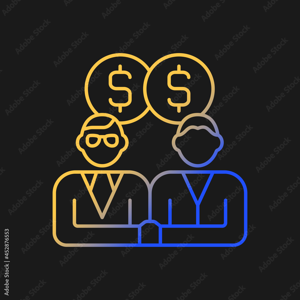 Sales representative gradient vector icon for dark theme. Person that presents and sells products and services. Thin line color symbol. Modern style pictogram. Vector isolated outline drawing Sales representative gradient vector icon for dark theme. Person that presents and sells products and services. Thin line color symbol. Modern style pictogram. Vector isolated outline drawing