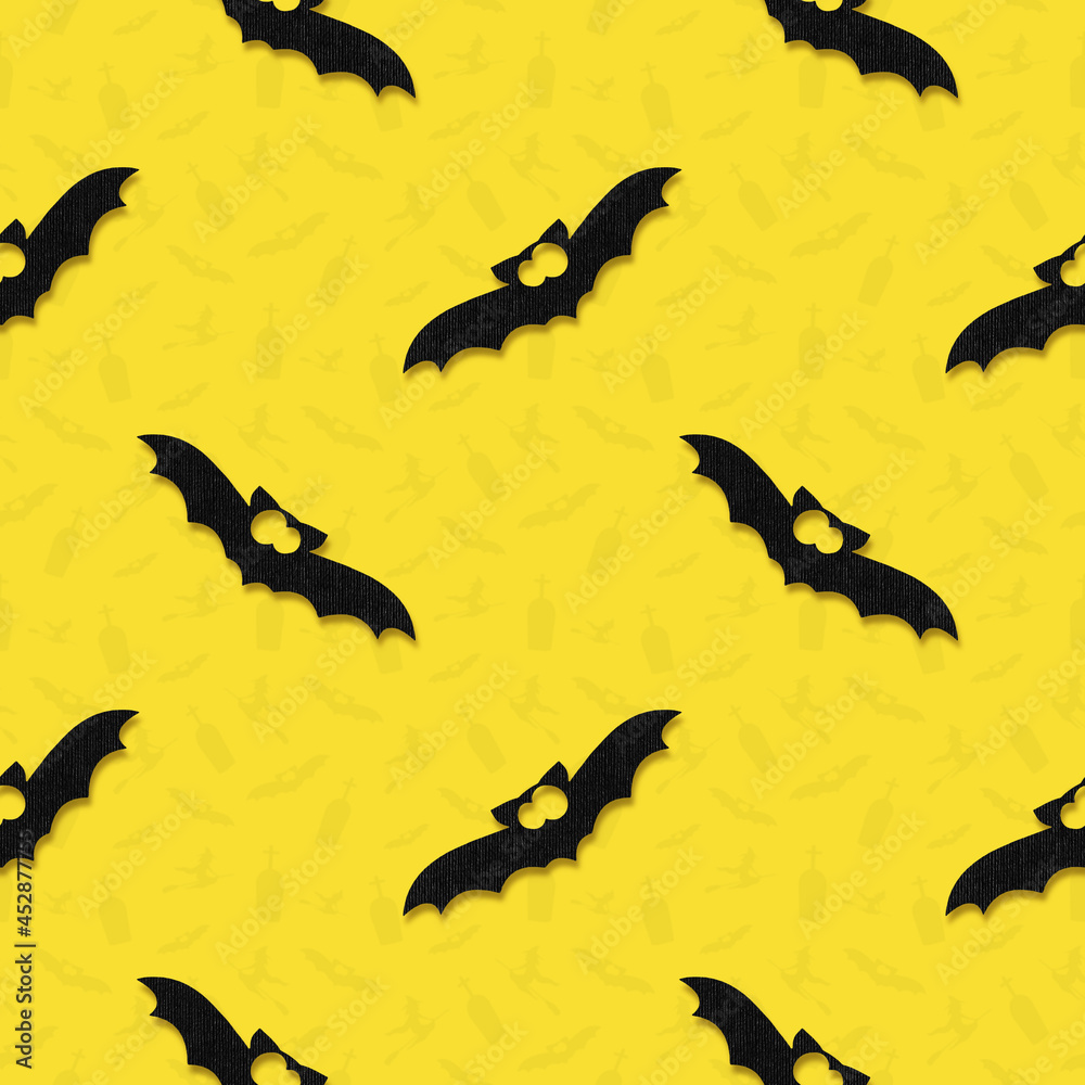Obraz premium Bat on a bright background, seamless pattern design for halloween.