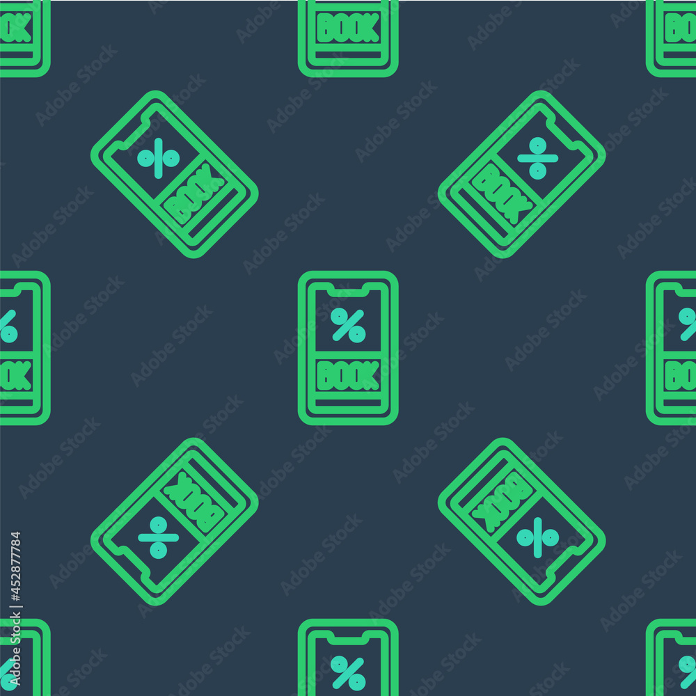 Line Cruise ticket for traveling by ship icon isolated seamless pattern on blue background. Travel by Cruise liner. Cruises to Paradise. Vector