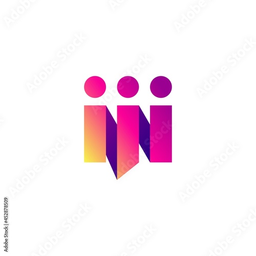 people talk chat conference team family ribbon gradient style logo vector icon illustration