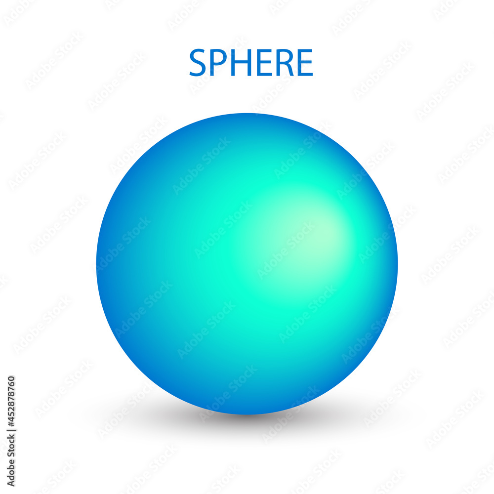 Blue sphere with gradients for for game, icon, package design, logo, mobile, ui, web, education. 3D ball on a white background. Spherical shape illustration