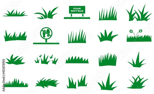Grass icons illustration in green color. vector 