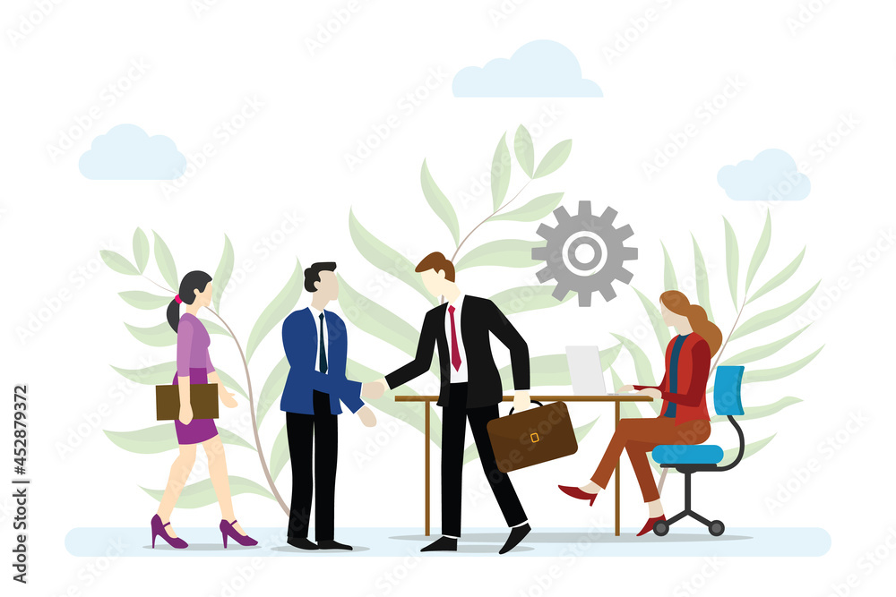 business service concept with people work and make deals with modern flat style business service concept with people work and make deals with modern flat style