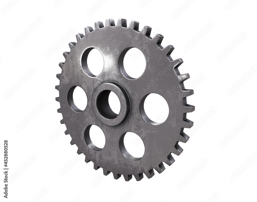 Teamwork business concept view of metal gear isolated on white background for mockup 3d render Teamwork business concept view of metal gear isolated on white background for mockup 3d render