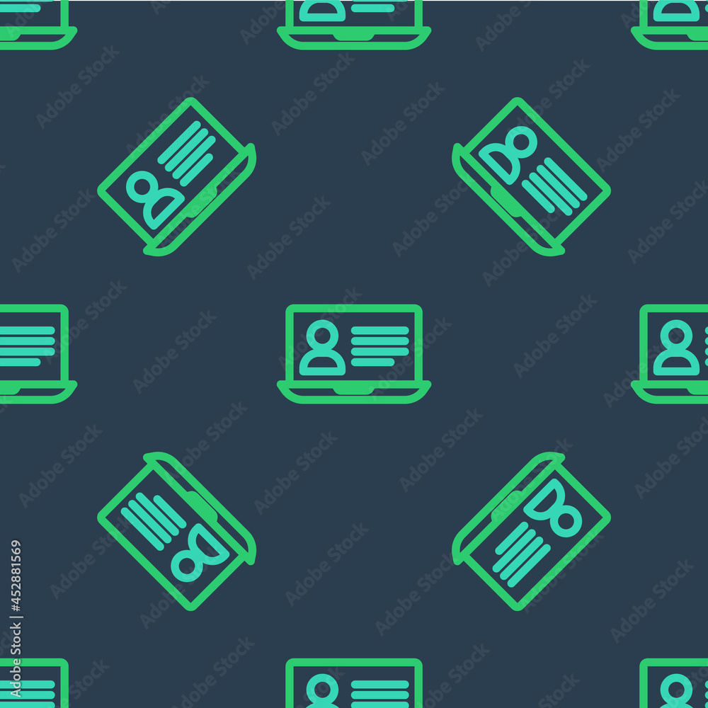 Line Online class icon isolated seamless pattern on blue background. Online education concept. Vector Line Online class icon isolated seamless pattern on blue background. Online education concept. Vector
