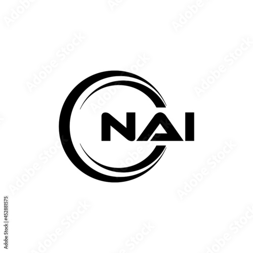 NAI letter logo design with white background in illustrator, vector logo modern alphabet font overlap style. calligraphy designs for logo, Poster, Invitation, etc.