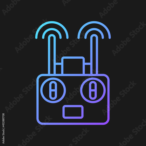 Remote controller gradient vector manual label icon for dark theme. Radio transmitter. Thin line color symbol. Modern style pictogram. Vector isolated outline drawing for product use instructions