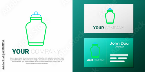 Line Funeral urn icon isolated on white background. Cremation and burial containers, columbarium vases, jars and pots with ashes. Colorful outline concept. Vector