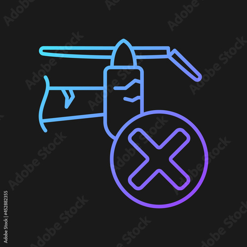 Dont use with cracked details gradient vector manual label icon for dark theme. Thin line color symbol. Modern style pictogram. Vector isolated outline drawing for product use instructions
