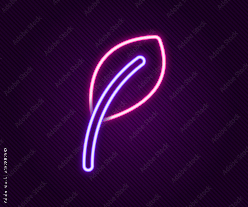 Glowing neon line Leaf icon isolated on black background. Leaves sign. Fresh natural product symbol. Colorful outline concept. Vector Glowing neon line Leaf icon isolated on black background. Leaves sign. Fresh natural product symbol. Colorful outline concept. Vector