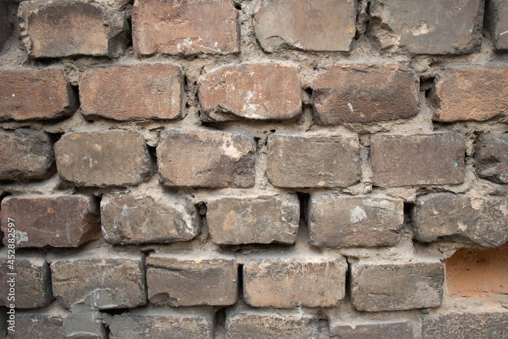 Fototapeta premium Old brick wall construction exterior texture pattern