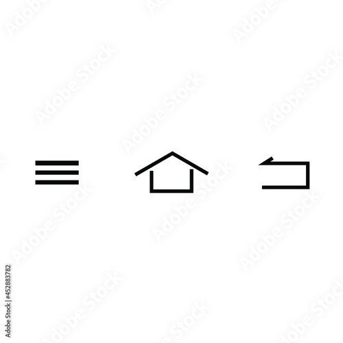 home, menu and back icons vector drawing