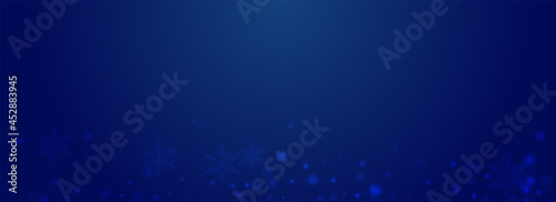 Glow Snow Vector Pnoramic Blue Background. Silver