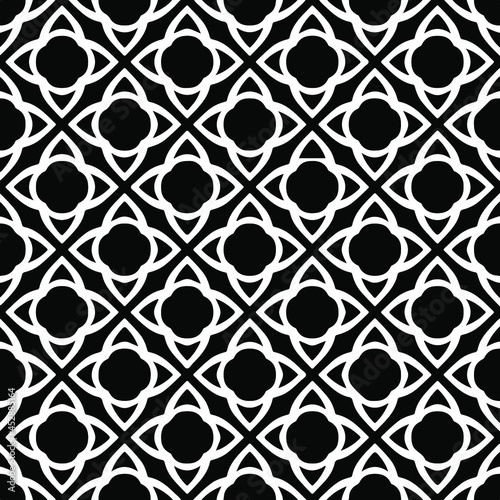 Flower geometric pattern. Seamless vector background. White and black ornament. Ornament for fabric  wallpaper  packaging.   Decorative print 