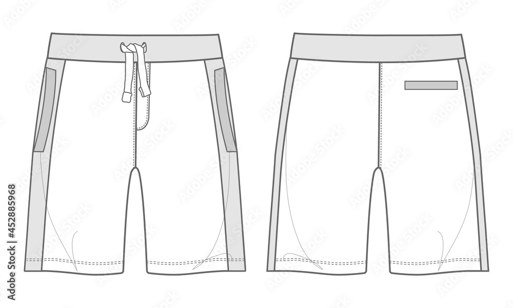 Shorts pants Technical Fashion flat sketch vector illustration template ...