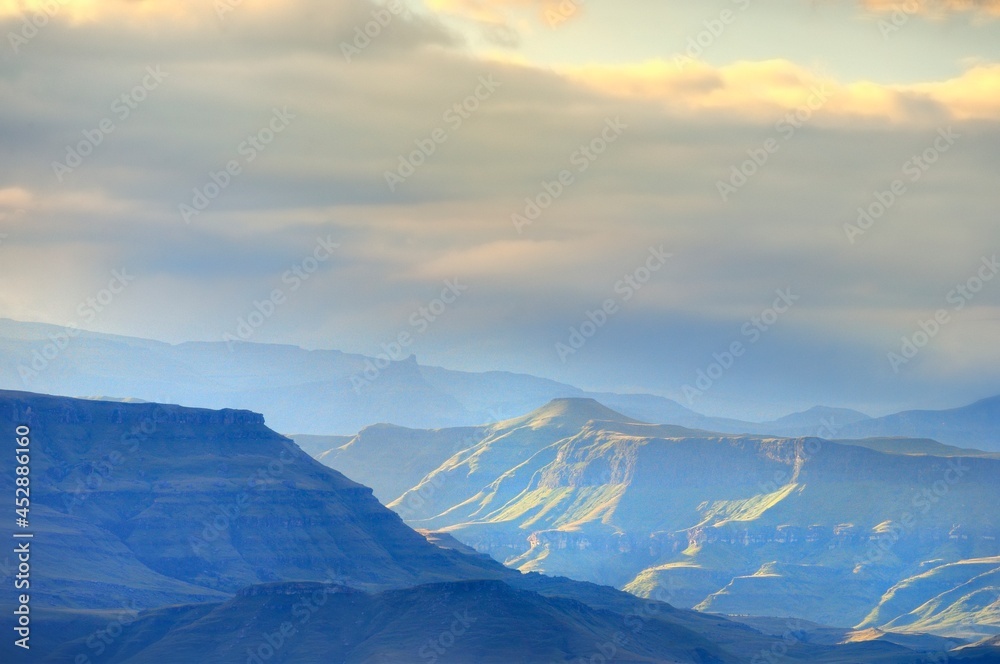 DAPPLED SUNLIGHT  on peaks of the southern Drakensberg, Underberg, kwazulu Natal, South Africa