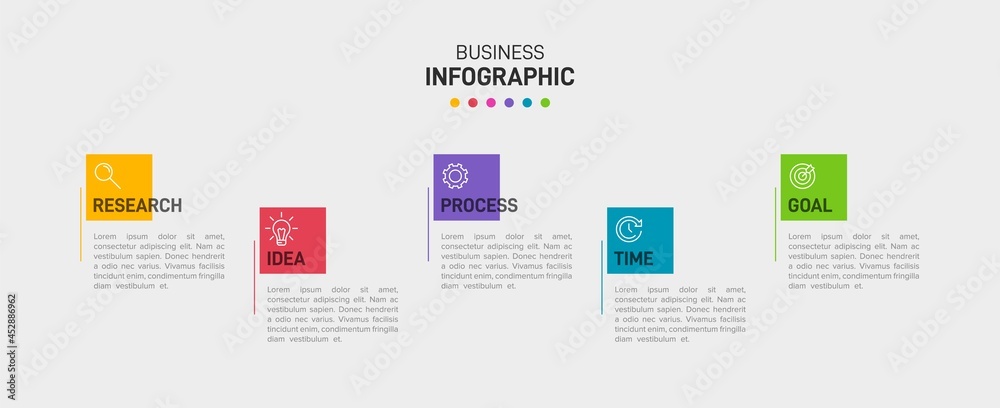 Infographic design with icons and 5 options or steps. Thin line vector. Infographics business concept. Can be used for info graphics, flow charts, presentations, web sites, banners, printed materials.