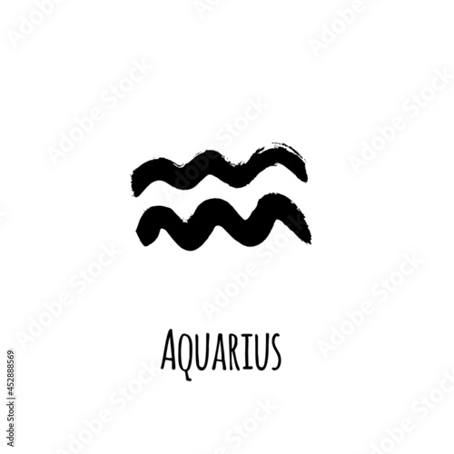 Horoscope sign: Aquarius for divination. hand drawn symbol. Vector file on white background