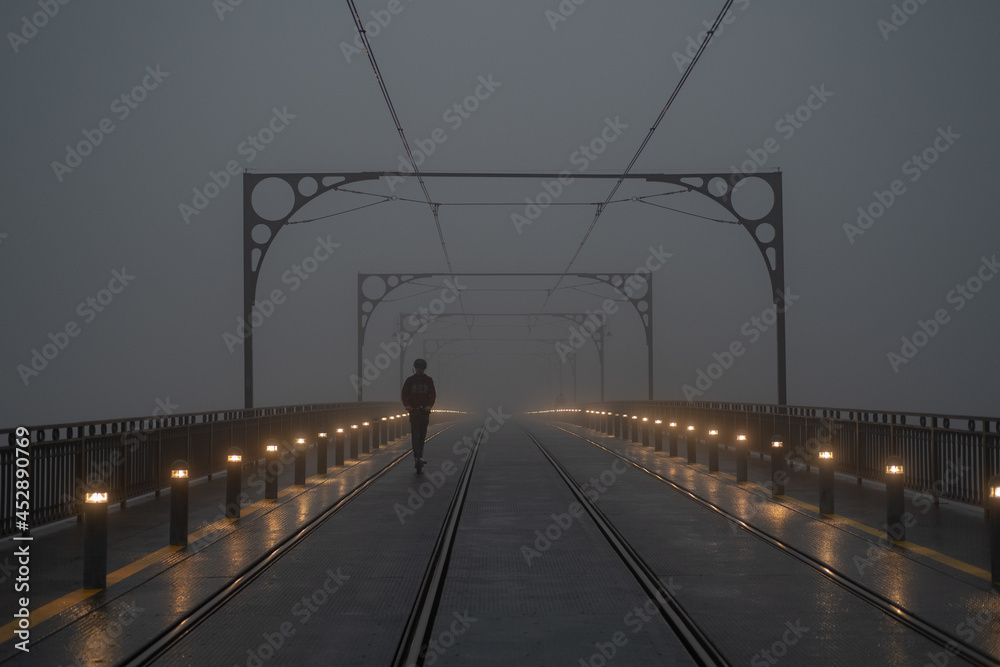 Lonely human and fog