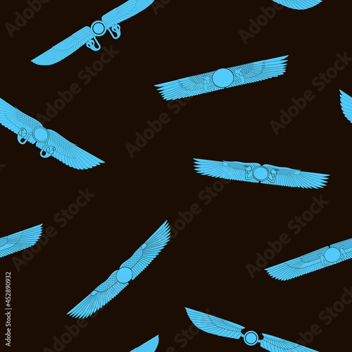 Seamless pattern with ancient egyptian symbol Winged sun for your project