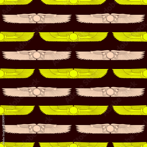 Seamless pattern with ancient egyptian symbol Winged sun for your project