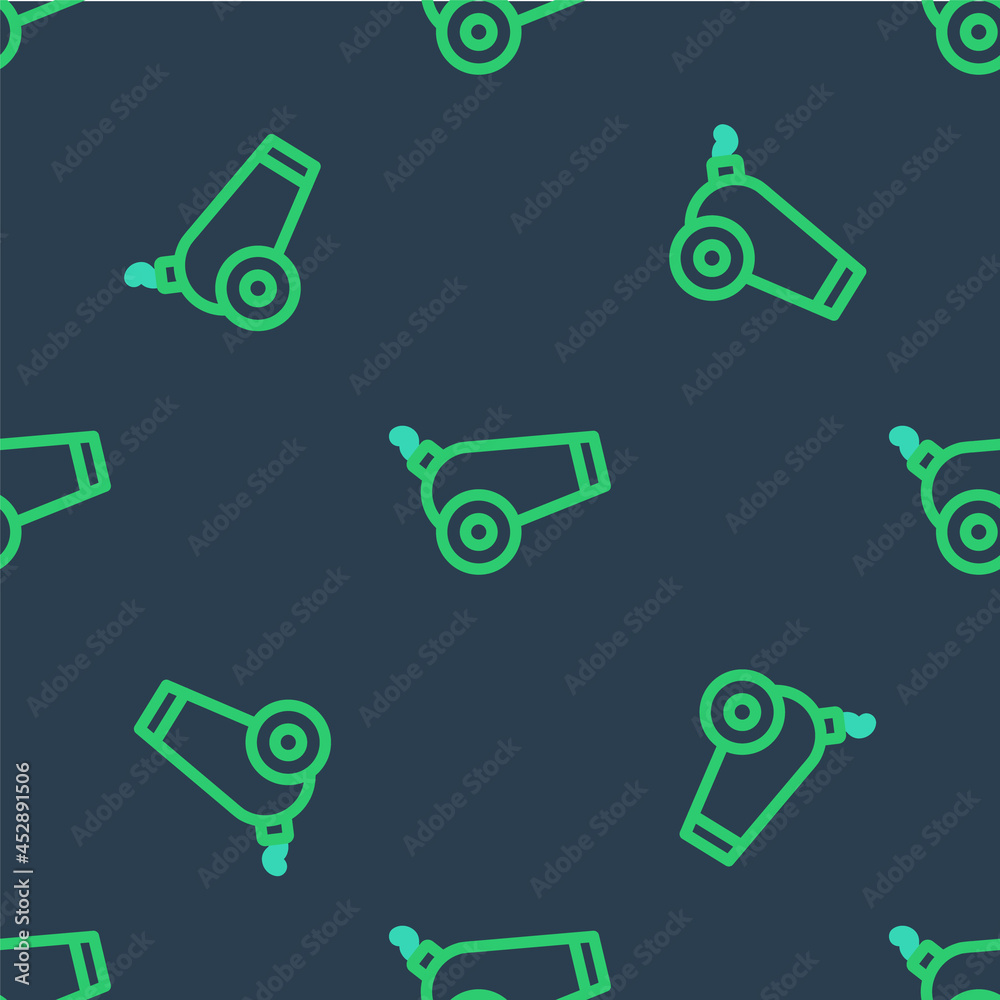 Line Cannon icon isolated seamless pattern on blue background. Vector Line Cannon icon isolated seamless pattern on blue background. Vector