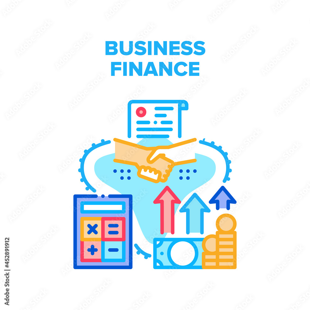 Business Finance Vector Icon Concept. Business Finance Accounting Annual Report And Counting Income, Successful Financial Deal With Partner Or Audit Company. Partnership Color Illustration