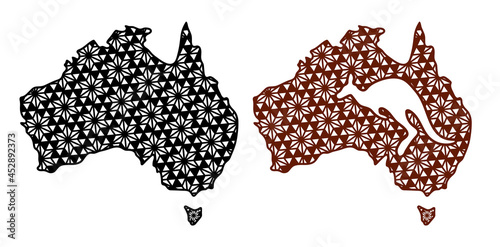 Austria outline with kangaroo outline and decorative geometric pattern. Cut and Sublimation File