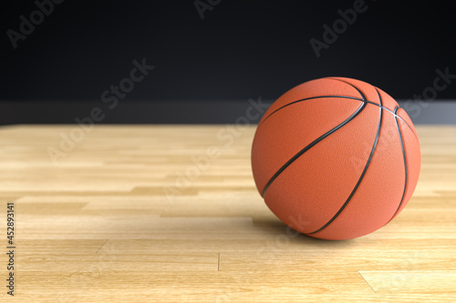 Basketball on the wooden floor
