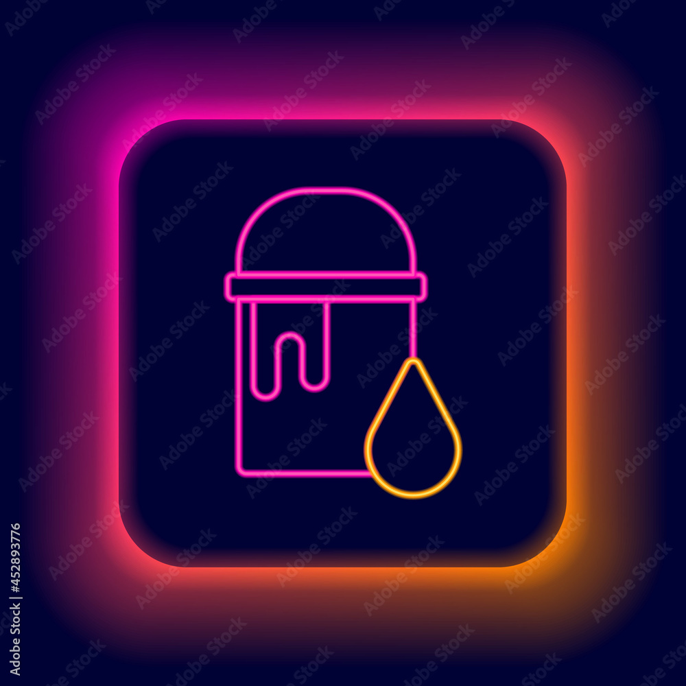 Glowing neon line Paint bucket icon isolated on black background. Colorful outline concept. Vector Glowing neon line Paint bucket icon isolated on black background. Colorful outline concept. Vector