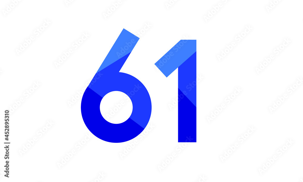 61 Number Modern Flat Blue Logo