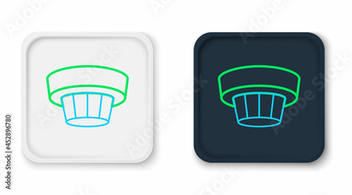Line Smoke alarm system icon isolated on white background. Smoke detector. Colorful outline concept. Vector
