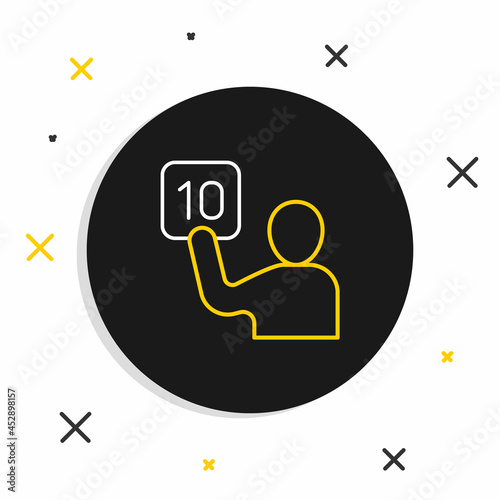 Line Assessment of judges icon isolated on white background. Colorful outline concept. Vector