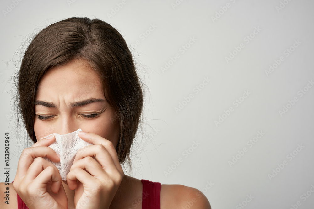 woman with cold health problems allergy infection treatment woman with cold health problems allergy infection treatment