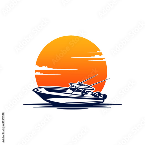 Fényképezés fishing boat for illustration or logo isolated vector