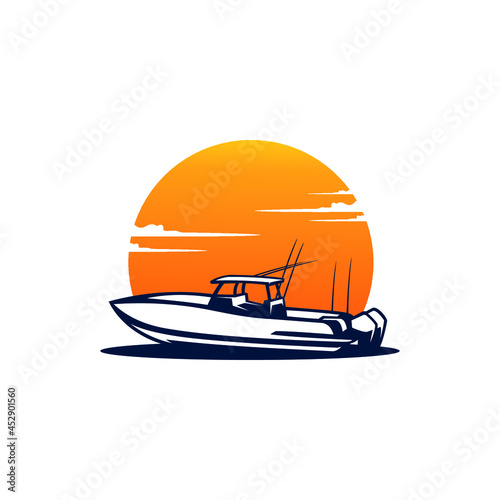 fishing boat for illustration or logo isolated vector