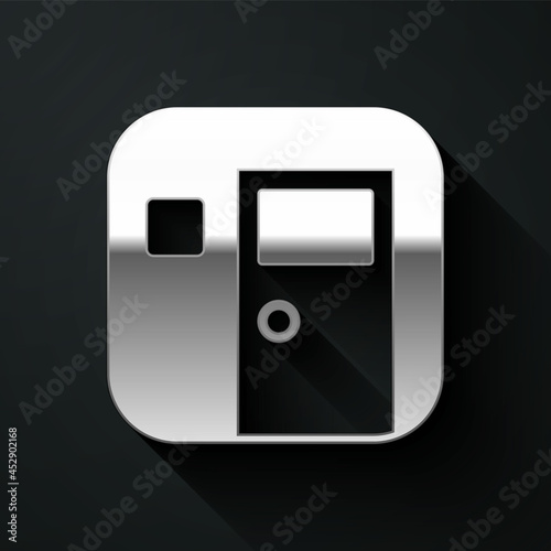 Silver School classroom icon isolated on black background. Back to school concept. Long shadow style. Vector