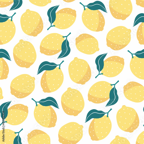 Colorful vector lemons pattern. Vector lemons isolated illustration. Hand drawn backdrop.