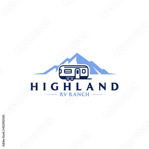 rv trailer and mountain siolated vector, best for illustration or logo design