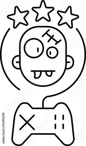computer game, zombie, line vector icon