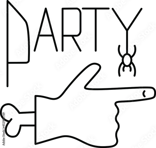 zombie hand indicating direction, party, line vector icon