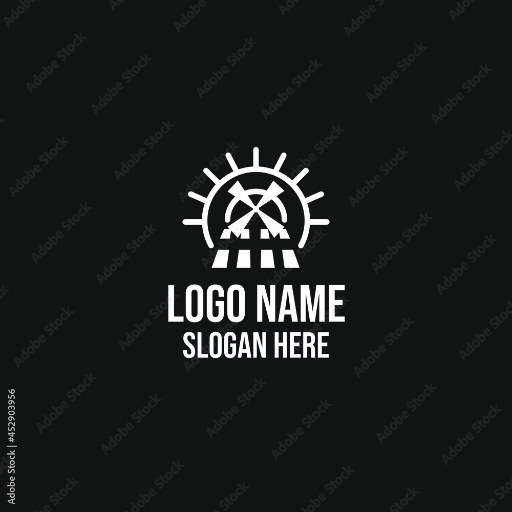 Renewable energy line icon logo set