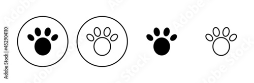 Paw icon set. paw print icon vector. dog or cat paw