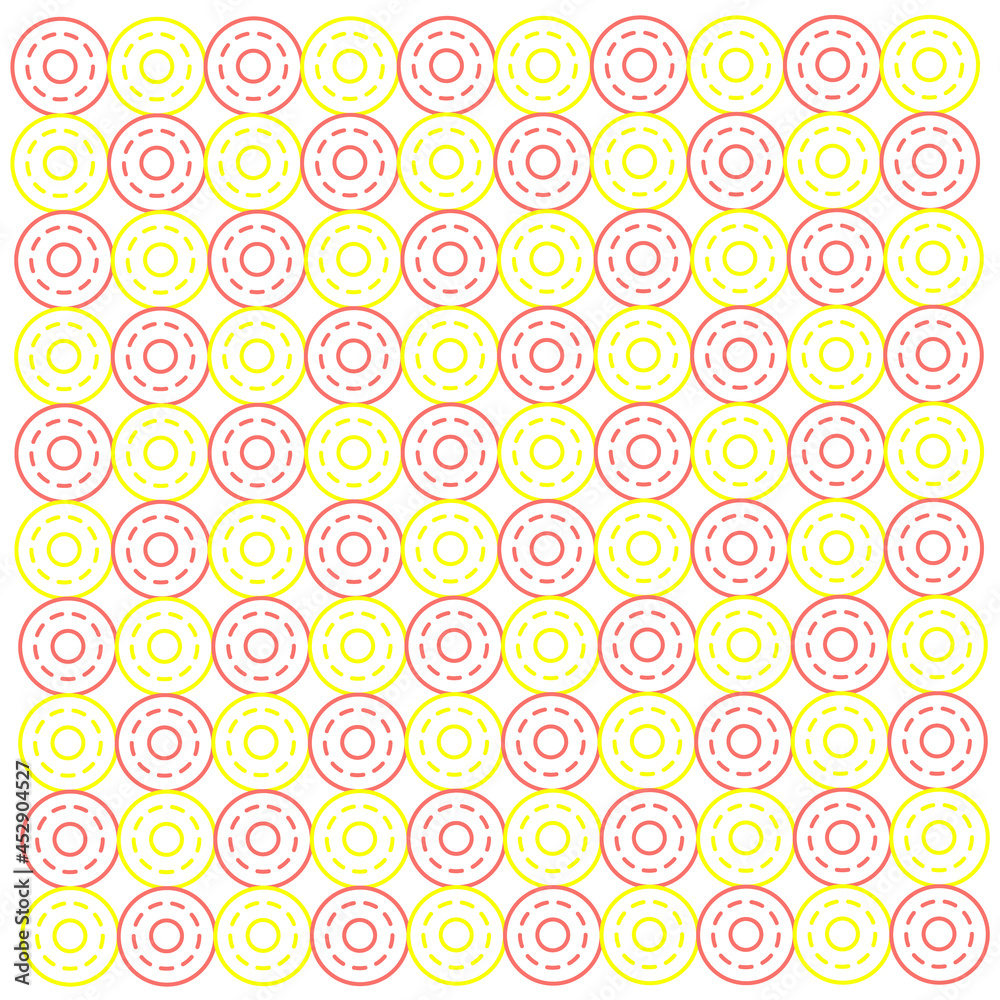 Vector illustration of seamless pattern background in the form of a three-layer circle, on the second layer the lines are broken.