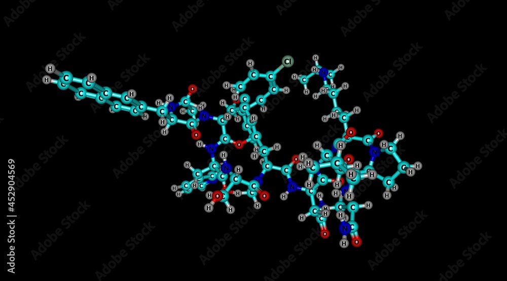 Abarelixis molecular structure isolated on black Abarelixis molecular structure isolated on black
