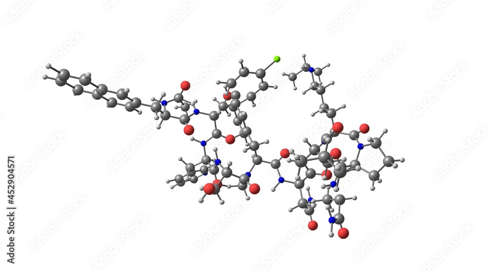 Naklejka premium Abarelixis molecular structure isolated on white