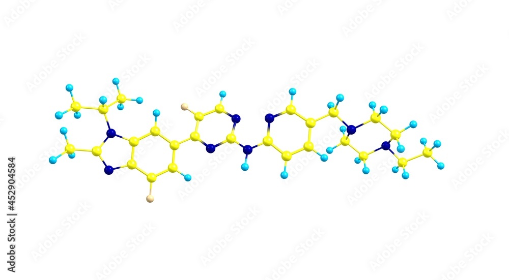 Abemaciclib molecular structure isolated on white